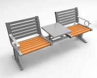 Parc moderne en bois long banc public chaise banc de jardin extérieur métal acier inoxydable mobilier d'extérieur banc de patio