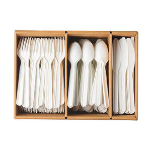 Biodegradable Cornstarch <b>Disposable</b> Knife Fork Spoon Eco Friendly <b>Tableware</b> for Takeaway Party and Restaurant Use - Product Image 3