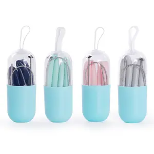 Wholesale Eco Friendly Foldable Collapsible Silicone Drinking Cups Reusable Straw With Receive case