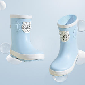 Bottes de pluie chaudes d'automne pour enfants, bottines et bottes mi-hautes en caoutchouc imperméables doublées de coton pour garçons, filles, enfants plus âgés et bébés - Product Image 1
