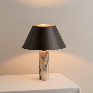<b>Table</b> <b>Lamp</b> Marble <b>Base</b> Black Shade LED Light Source E27 Bulb Home Decor Bedroom Bedside Use - Product Image 1