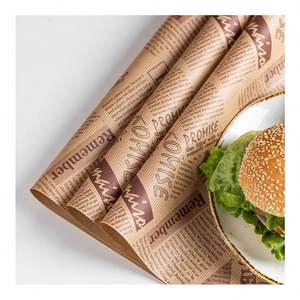 Feuilles de papier imperméables et résistantes à la graisse avec impression de logo personnalisé, revêtement PE, pour l'emballage des sandwichs, des hamburgers et des aliments - Product Image 2