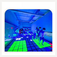 Jeu actif sol verre interactif couleur carrés lumière sol lave activer jeu de tuiles
