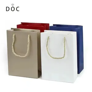 DOC Factory NEW Printing Jewelry Gift Packaging Bags Custom Logo Color with Silk Handle Recycle Shopping Printed Paper Bag