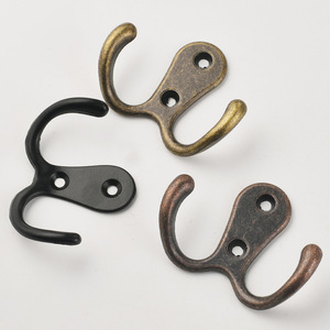 Wall Mount Coat Hooks Double Hook Antique Bronze Black Bronze Red Bronze For <b>Clothes</b> <b>Storage</b> Behind Door Or Wall Installation - Product Image 3
