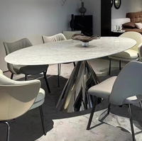 Table de salle à manger ovale en marbre, style minimaliste italien moderne, sur mesure, pour la maison, la salle à manger, l'hôtel, le restaurant