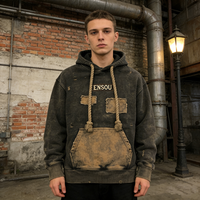 Fabricant OEM/ODM – Sweat à capuche personnalisé pour homme, avec appliques printanières, patchwork effiloché, délavé, effet vieilli, écologique et respirant