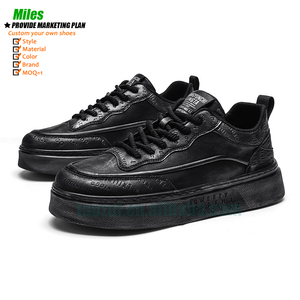 Chaussures décontractées pour hommes en cuir véritable, basses, avec logo personnalisé, design de marque dernier cri, baskets tendance - Product Image 3