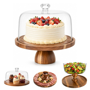 Bandeja de Madera Sólida de Alta Calidad para Frutas y Postres, Soporte de Exhibición para Pasteles, Ideal para Fiestas en Casa y Bodas - Product Image 1