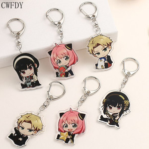 6 Styles Spy x Family Cartoon Plastic Acrylic Anime Keychain Pendant Keyrings Double Sided Key Holder Jewelry