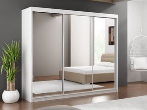 Armadio Guardaroba Moderno Personalizzato del 2021 in Legno Bianco Lucido per Camera da Letto con Specchio e 2 Ante Scorrevoli - Product Image 4