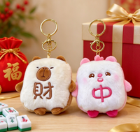 Porte-clés en peluche mignon sur le thème du mahjong chinois, breloque de sac en peluche, pendentif porte-bonheur doux, vente en gros