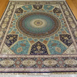 6x9 9x12 Size Large Pure Hand Made Persian Silk Rugs and Carpets 230L Double Knotted with Turkish Knots 400 KPSI for Living Room