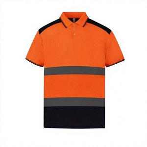 เสื้อโปโลสะท้อนแสงแบบกำหนดเองขายส่ง ระดับ 2 สีเหลืองดำลายทาง แขนสั้น สำหรับงานอุตสาหกรรม - Product Image 1