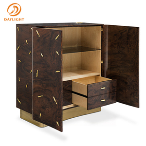 Minibar de lujo con diseño personalizado, esquinero de exhibición con pata de acero inoxidable, sala de estar marrón para armario de madera, venta al por mayor - Product Image 4