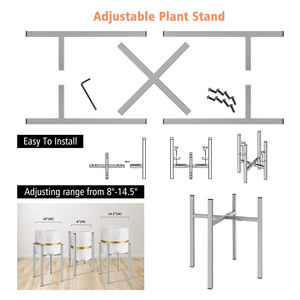 工場価格調整可能グレイアイアン製プラントスタンド、金属製鉢植えホルダー、プランタースタンド、ディスプレイフラワースタンド、屋内外兼用 - Product Image 3