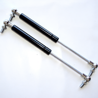 Ressorts de levage à gaz miniatures 15 kg / 33 lb, course 70 mm, 200 mm, vis M8, couleur argentée