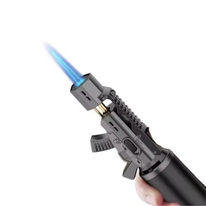Encendedor de llama azul fresco para barbacoa, encendedor de chorro de butano de alta temperatura de 360 grados en forma de pistola para cigarrillos - Product Image 2