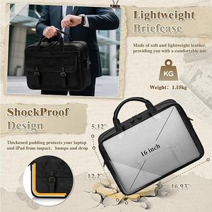 Sac pour ordinateur portable personnalisé en cuir vintage, imperméable, grand format, sacoche pour ordinateur, sac messager - Product Image 5