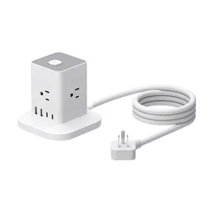 Right 45 Degree Square Plug Overload Protector Home And Office Use Vertical USB Extension Socket Power Strip