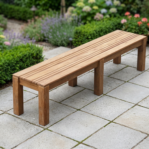 Bancos de Madera Maciza Resistentes sin Respaldo de 2 m, Banco Moderno para Parque y Patio al Aire Libre - Product Image 2