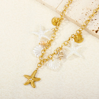 Collier tendance en acier inoxydable plaqué or 18 carats avec pendentif coquillage et chaîne à maillons, bijoux de plage pour femmes, été