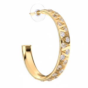 Pendientes de Aro Biojoux de 30 mm para Mujer, en Acero Inoxidable Chapado en Oro, con Cristal y Diamantes de Imitación, Modernos, Hipoalergénicos, para Fiesta - Product Image 2