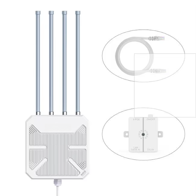 AX1800 Outdoor WiFi 6 Dual-Band Wireless Access Point PoE IP67 Omni-directional for Hotels Rural Areas Fishing Firewall