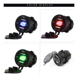 Nhà máy cung cấp ds027b cổng kép 5V1A + 5V 2.1A USB sạc điện ổ cắm với LED vòng ánh sáng xe tự động sạc với đường dây kết nối - Product Image 2