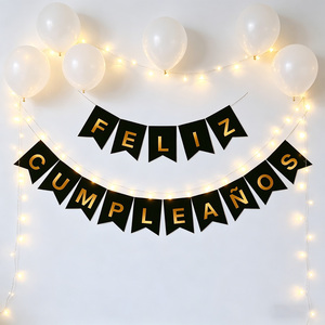 Guirlande Joyeux Anniversaire Lettres Noires et Dorées 16 Pièces 4M Bannière de Fête - Product Image 5