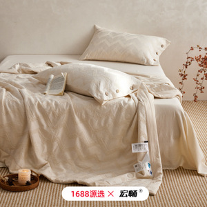 Class A Undyed Tencel Cotton Linen Summer <b>Quilt</b> Set 4 Pcs Cooling Home Use Solid Pattern - Product Image 3