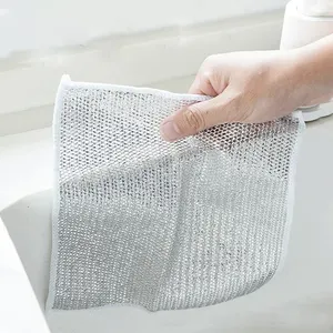 Non-Scratch Dish Washing Rag Wire Kitchen Cleaning Pot Dish Cloth for Wet and Dry