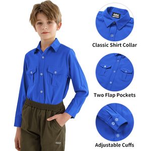 Chemise habillée à manches longues pour garçons Qbk, tissu Oxford, poche poitrine, coupe classique, pour uniforme scolaire - Product Image 4