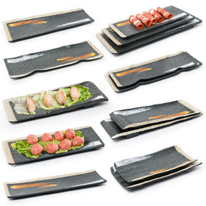 Plato rectangular de melamina de estilo japonés, imitación de porcelana, plato duradero para guarnición de restaurante, para uso comercial - Product Image 1