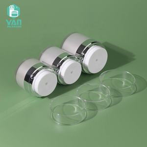 Pot en plastique sans air à double paroi blanc YAN Packaging, 15g, 30g, 50g, recyclable, en acrylique, pour crème pour le visage, fond de teint liquide, soin de la peau - Product Image 3