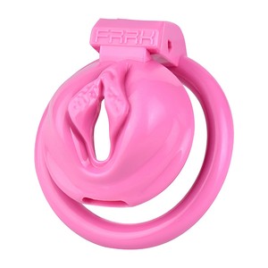 FRRK Sissy pembe bekaret kafes vajina pembe kedi erkek bekaret cihazlar için 4 yüzükler BDSM köle seks oyuncağı ile adam küçük horoz kafes - Product Image 5