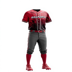 Ensemble de maillots de baseball personnalisés sublimés rose uni, imprimé, anti-humidité, respirant, manches courtes, fermeture boutonnée, ceinture intégrée - Product Image 2