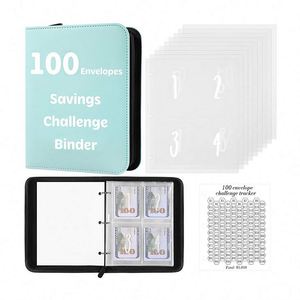 Carpeta de Presupuesto para Ahorrar Dinero con 100 Sobres para Efectivo, Desafío de Ahorro, Libro Espiral de Cuero con Cremallera para Ahorrar $5,050 - Product Image 1