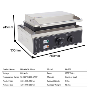 Vente chaude Antiadhésif En Acier Inoxydable Taiyaki Machine Poisson Gaufre Commercial Électrique En Forme De Poisson <span class=keywords><strong>Gaufrier</strong></span> - Product Image 6