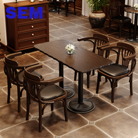 Ensemble de table et de chaises carrées de style rétro SEM pour restaurant commercial, ensemble de salle à manger en bois écologique pour café ou bar