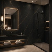 Panneau mural en marbre UV WYRAX 1220x2440mm 3.2mm Marbre noir doré Luxe Haute brillance Imperméable Mur de douche