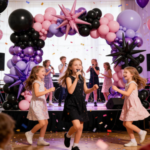 Set de 109 Globos de Cadena en Rosa, Morado <span class=keywords><strong>y</strong></span> Negro con Globos de Estrella Explosivos, Decoración para Fiesta de Cumpleaños - Product Image 4