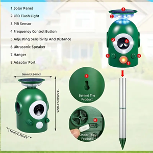Hayvan Kovucu Ultrasonik Güneş Enerjili Hareket Sensörü Kuş Kovucu Yanıp Sönen Işık Bahçe Dış Mekan Çevre Dostu Elektrikli Şarj Edilebilir - Product Image 2