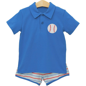 Conjuntos de Ropa para Niños con Estampado Personalizado, Pantalones Cortos de Béisbol, Pelele de Burbuja para Bebés, Conjuntos de Ropa para Hermanos al por Mayor, Mezcla de Algodón - Product Image 5