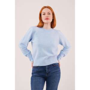 Maglione da Donna a Collo Tondo, Blu Chiaro, Manica Lunga, Anti-Pilling, Casual, Lavorazione a Maglia 14 Gg - Product Image 6
