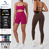 Ensemble de yoga personnalisé avec logo pour femme – Soutien-gorge de sport 1 pièce, leggings taille haute, shorts, vêtements de sport respirants et recyclables pour l'entraînement