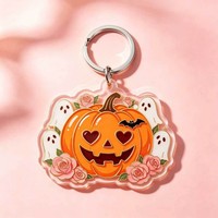 Vente en gros usine : Porte-clés en acrylique Halloween, motif dessin animé, pendentif de sac mignon en forme de citrouille anime, accessoire cadeau de petite taille pour les fêtes, vendu individuellement