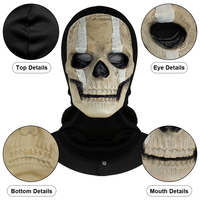 Masque de squelette en latex jaune à double ligne Call of Duty, démon pour Halloween, Escape Room, mascarade, personnalisable