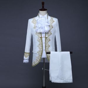 Performance carnaval mariage Costume Prince marié hommes Blazer costumes <span class=keywords><strong>Jabot</strong></span> dentelle cravate hauts veste manteau + pantalon pantalon ensemble - Product Image 4
