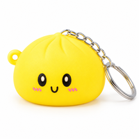 Porte-clés Squishy Fidget Lumineux en Silicone, 5 cm, en forme de Boulette de Dessin Animé (Bao Food), avec Clochette, Jouet Anti-stress pour Enfants et Adultes